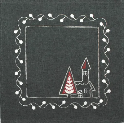 Produktbild von Tischset Weihnachten Kirche 35 x 35 cm Leinenoptik Platzset bestickt Untersetzer