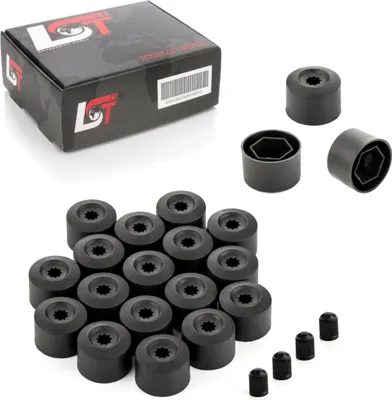 Produktbild von 20x Radschrauben Kappen 17mm schwarz für ALFA ROMEO FIAT LANCIA SUBARU TOYOTA