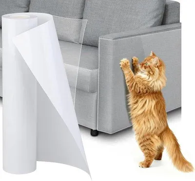 Obrázek produktu pro Ochranná fólie na nábytek, 40 cm x 3 m, průhledná samolepicí fólie pro ochranu proti kočkám, ideální pro pohovky, dveře a nábytek, zabraňuje škrábání a poškození