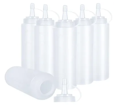 6 Quetschflaschen 250 ml, PE, leckagefrei, transparent