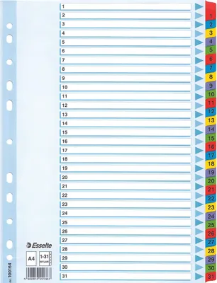 Produktbild von Register A4 Mylar 1-31 weiß Packung mit 10 Stück
