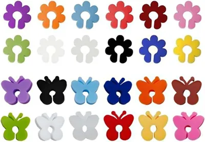 Image de Verres colorés - Lot de 24 - Motifs : papillons et fleurs - Marque-verres en silicone réutilisables - Étiquettes d'identification pour verres - Verres