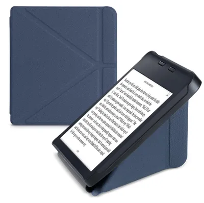 Produktbild von kwmobile Schutzhülle für Tolino Vision 6 Hülle - Kunstleder Case - eReader Klapphülle mit Auto Sleep Funktion - Cover mit Ständer - Dunkelblau