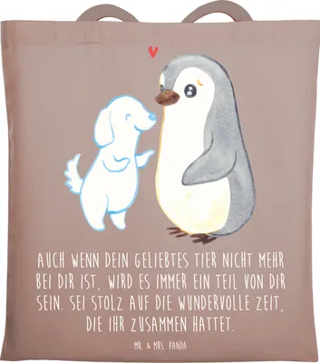 Produktbild von Mr. & Mrs. Panda Shopping Tasche Trauerbewältigung nach dem Verlust eines Haustiers - Braun Pastell - Geschenk, Laptoptasche, Haustier Erinnerungen, Vertrauem, Trost