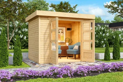 Produktbild von Karibu Gartenhaus Gerätehaus Askola 3 naturbelassen 242x217x211 cm