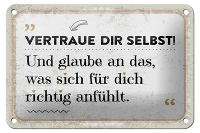 Produktbild von Blechschild Spruch 12x18 cm Vertraue dir Selbst Deko Schild