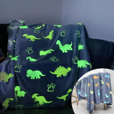 Produktbild von Kuscheldecke Kinder Glow in The Dark Fleecedecke, 150 x 130cm Dino Deko Decke Flanell Leuchtet Im Dunkeln Blanket