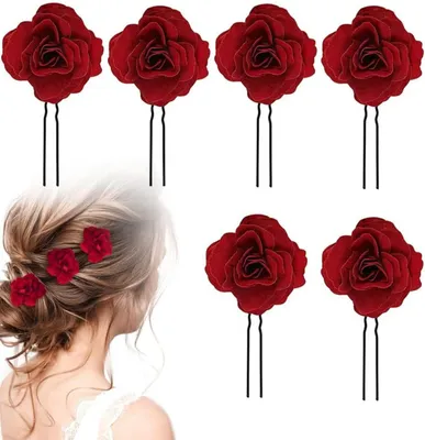 Produktbild von U-förmige Haarspange – 6 Stück – Rosenhaarspangen – U-Haarspange – U-Haarspange – Florale Haaraccessoires – U-förmige Haaraccessoires – Haarschmuck