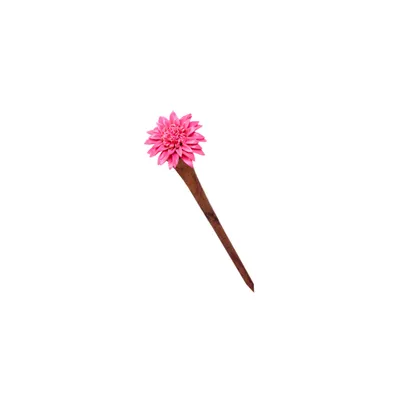 Produktbild von Haarnadel aus Holz mit sternfömiger Blume, Haarschmuck, Farbe:rosa