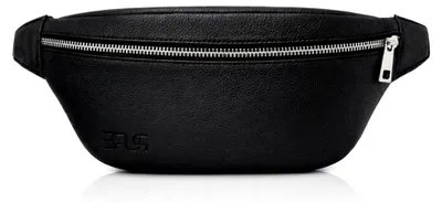 Produktbild von Leder Brusttasche Herren Damen - Crossbody Bag Echtleder - Bauchtasche Uni - Minimalistisch Urban Design - Für Alltag Reisen Festival Schwarz