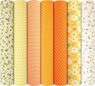 Productafbeelding van Katoen Stof Patchwork - Set van 7 - 50 x 50 cm DIY Katoen - Verschillende Patronen - Katoenen Stof Bundel Vierkanten