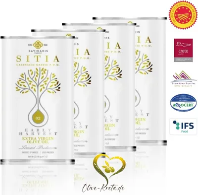Produktbild von 4x SI-MEL 12035 Natives Olivenöl Extra 1L Dose - Frühe Ernte PDO Sitia Kreta =4L