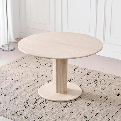 Productafbeelding van Ronde eettafel, diameter ongeveer 115 cm, MDF, modern, minimalistisch design, hoogte 75 cm