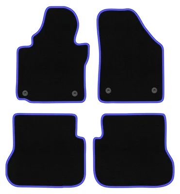 Produktbild von Fußmatten Velours Schwarz/Blau für Volkswagen Caddy 2K FL 2010-2015 Set 4-tlg