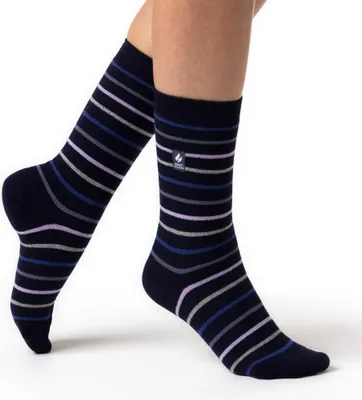 Produktbild von Damen Ultraleichte Riga-Stripe Socken - Marineblau