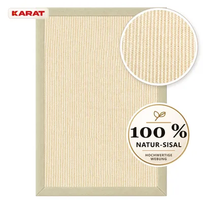 Produktbild von Sisal Teppich Goa Naturteppich aus 100 % Sisal mit Stoffbordüre Creme 160 x 230 cm