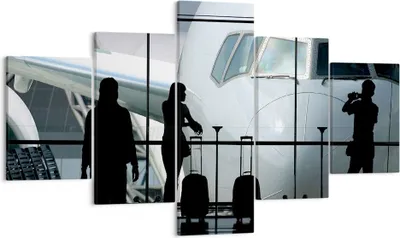 Produktbild von Bild auf Leinwand - Leinwandbild - Flugzeug Flughafen Passagiere - 125x70cm - Wand Bild - Wanddeko - Leinwanddruck - Bilder - Kunstdruck - Wanddekoration - Leinwand bilder - Wandkunst - EA125x70-0130