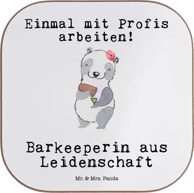 Produktbild von Mr. & Mrs. Panda Tischuntersetzer Barkeeperin Leidenschaft - Weiß - Geschenk, Tischschoner, Ausbildung, Coaster, gläseruntersetzer, Untersetzer für Gläser, Kurs