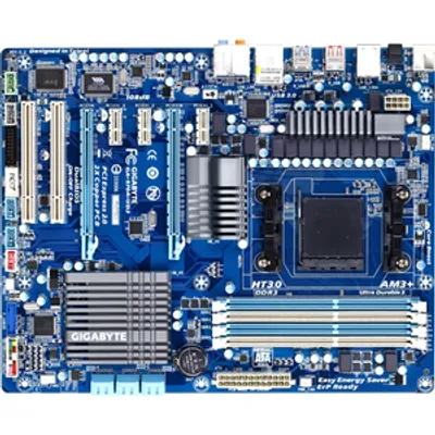 Produktbild von GIGABYTE GA-970A-UD3, AMD, Socket AM3, AMD Phenom II X2, AMD Phenom II X4, AMD Phenom II X6, 32 GB, 1.5 V, 1066,1333,1600,1866 MHz