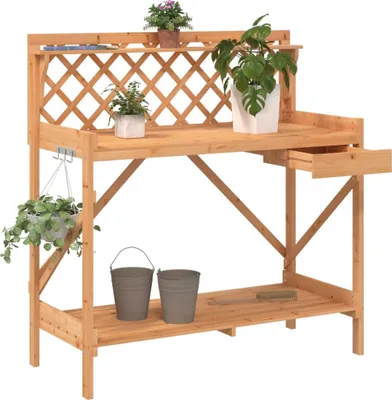 Produktbild von Pflanztisch mit Rankgitter Braun Massivholz Tanne 368429