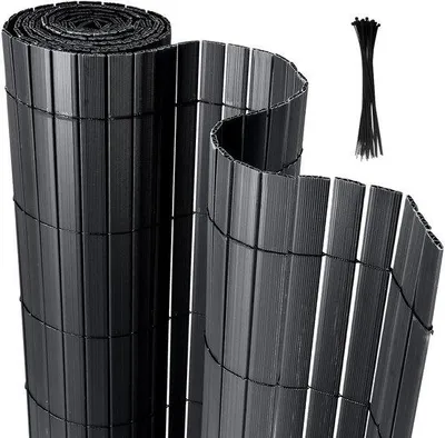 Zdjęcie produktu dla Ogrodzenie ogrodowe z PVC o wymiarach 9 x 5 m w kolorze antracytowym, w kształcie litery W, odporne na wiatr i warunki atmosferyczne oraz promieniowanie UV, przeznaczone do ogrodu i na taras