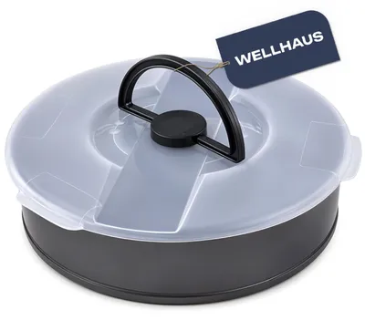 Produktbild von WELLHAUS Tortenspringform 26cm Grau mit Deckel Tragegriff Hebeboden