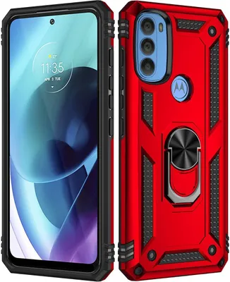 Produktbild von Mobigear Armor Ring  Motorola Moto G71 5G Hülle Hardcase Backcover Stoßfest mit Ringhalter - Rot