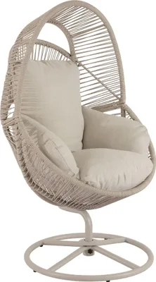 Produktbild von di volio Gartensessel VICO - beige, Lounge Sessel aus PE-Rattan mit drehbarem Stahlgestell, bequem & wetterfest
