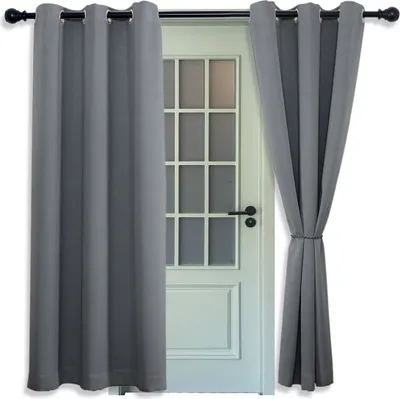 Produktbild von 7MAGIC Vorhang Gardinen Blickdicht mit Ösen, 260g/m² Schwerer Verdunkelungsvorhang lichtdicht Grau HxB 175x140 cm (2 Stück)