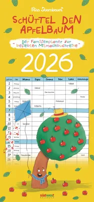 Produktbild von Schüttel den Apfelbaum - der Familienplaner zur beliebten Mitmachbuchreihe von Nico Sternbaum - Monats-Wandkalender 2026 zum Aufhängen, mit Spiralbindung, 22,4 x 48,5 cm