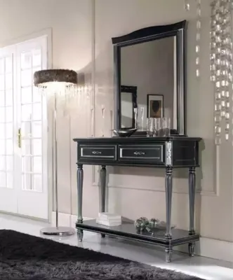 Produktbild von Konsolentisch mit Spiegel Luxus Design Konsole Schwarz Klassischer Stil