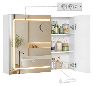 Produktbild von Weißer Wandspiegelschrank – Aufbewahrungsschrank – Spanplatte – 16,5 x 80 x 60 cm