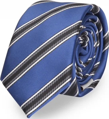 Produktbild von Fabio Farini - 1 Stück gestreifte Herren Krawatte - Tie mit Streifen in 6cm oder 8cm Breite Schmal (6cm), Navyblau/Anthrazit/Silber/Schwarz/Weiß