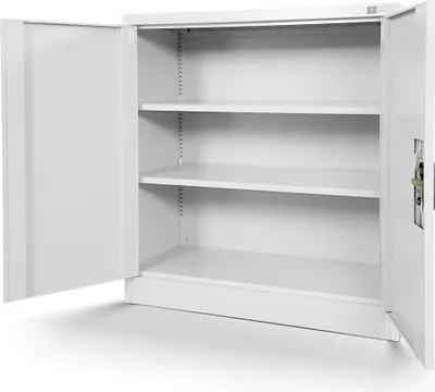 Image de Petit classeur C001B Armoire de bureau avec porte battante Armoire de rangement en métal Tôle d'acier revêtue de poudre 93 x 90 x 40 cm Couleur : Weiß