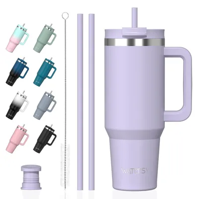 Image de Gobelet isotherme de 900 ml avec anse et 2 pailles