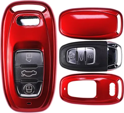 Produktbild von Auto Schlüssel Kunststoff Hülle ABS Plastik Schutz Cover Rot kompatibel mit Audi A5 S5 Q5 A7 A8 A6 S6 A4 S4 KEYLESS SMARTKEY