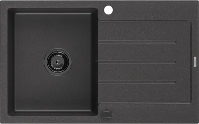 Produktbild von Mexen Bruno Granitspüle mit einem Becken und einer Abtropffläche 795 x 495 mm, Schwarz gesprenkelt, Siphon Schwarz - 6513791010-