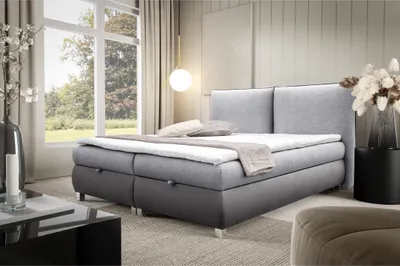 Zdjęcie produktu dla Łóżko kontynentalne dwuosobowe TOGO – łóżko o wymiarach 160 x 200 cm z materacem typu Bonell, z pojemnikiem na pościel i nakładką. Łóżko z klasycznym, wyprofilowanym zagłówkiem (kolor 8383, 160 x 200)