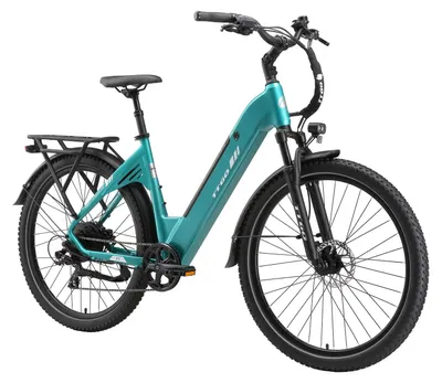 Obrázek produktu pro Elektrokolo – městské a terénní elektrokolo – motor 250 W – dojezd přes 60 km – kola o průměru 69,9 cm – 7 rychlostí – hydraulické kotoučové brzdy – zelená barva