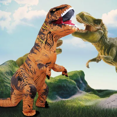 Produktbild von Vigevee Aufblasbares Kostüm Dinosaurier Erwachsene 2 m, T-Rex Kostüm mit Gebläse, Handschuhen für Halloween Fasching