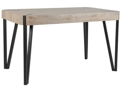 Zdjęcie produktu dla BELIANI Stół do jadalni beżowoszary drewno czarne metalowe nogi 130 x 80 cm prostokątny styl industrialny