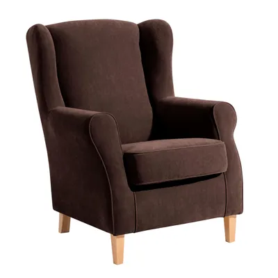 Produktbild von Max Winzer Ohrenbackensessel Lorris - Velourstoff braun - Maße: 77 x 86 x 103 cm
