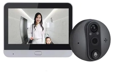 Produktbild von Video-Türklingel mit Kamera und Gegensprechanlage - Türklingel-Design 64GB - 3MP - WLAN - 10,9 cm Display - Nachtsicht - Zwei-Wege-Audio - App-Fernzugriff