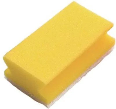 Produktbild von TASKI Schwamm sanft und schonend, gelb/weiß, Padschwamm mit kratzfreiem Pad für schonende Reinigung, auch für empfindliche Oberflächen, Größe 7,5 x 13 cm, gelb/weiß | Packung (10 Stück)
