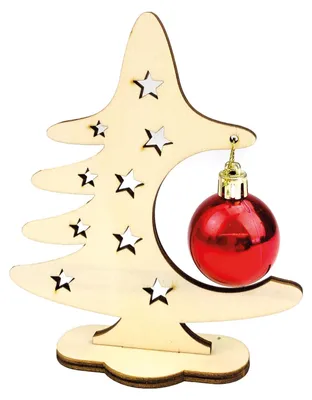 Immagine prodotto di Albero di Natale in legno fai da te con pallina natalizia