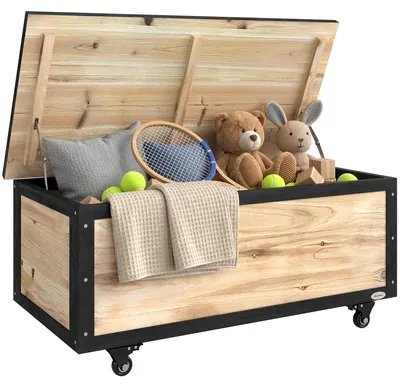 Obrázok produktu pre Outsunny, záhradná úložná skrinka z dreva, objem 121 litrov, úložná skrinka na kolieskach, vhodná na balkón