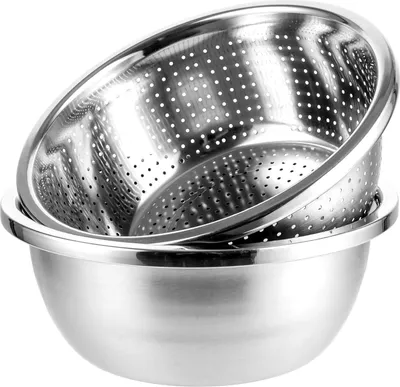 Image de Ensemble de passoire et de bol en acier inoxydable, 26 cm, pour la cuisine