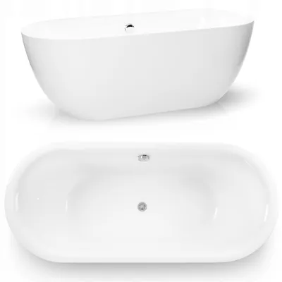 Produktbild von Corciano Freistehende Badewanne Bari 170x75 cm Weiß | Oval Standbadewanne Sanitäracryl | Acrylwanne inkl. Siphon & Ablaufgarnitur