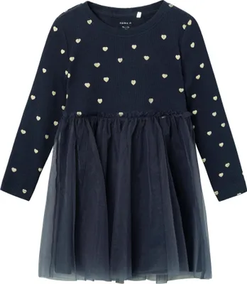 Produktbild von NAME IT Kleid Regular Fit Tüll-Detail Langarm knielang Größe: