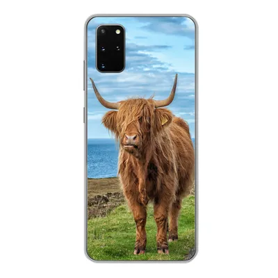 Produktbild von MuchoWow® Handyhülle Schutzhülle Hülle für Samsung Galaxy S20 Plus Schottischer Highlander - Wasser - Hörner Silikon Softcase Handy Hülle - Hartschale